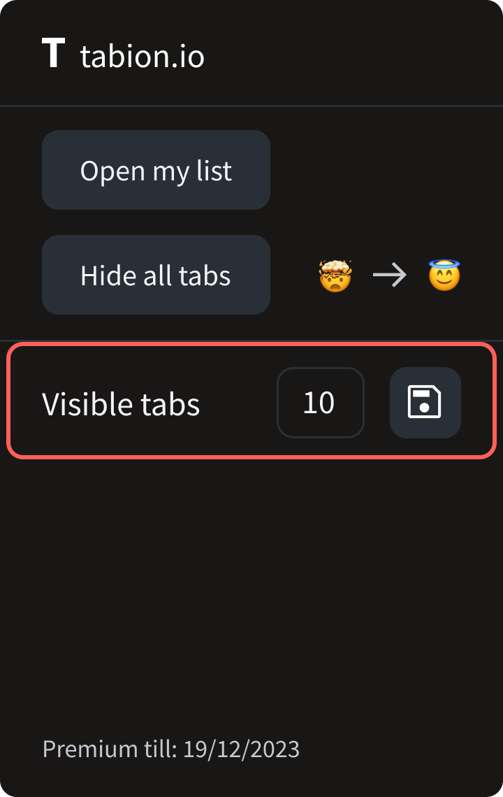 Tabion extension